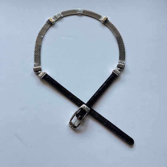 Brighton Leather Metal Links Reversible Black Red Belt B40003 size Medium - Picture 4 of 7